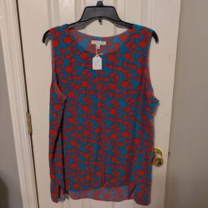Chic Blue and Red Sleeveless Top